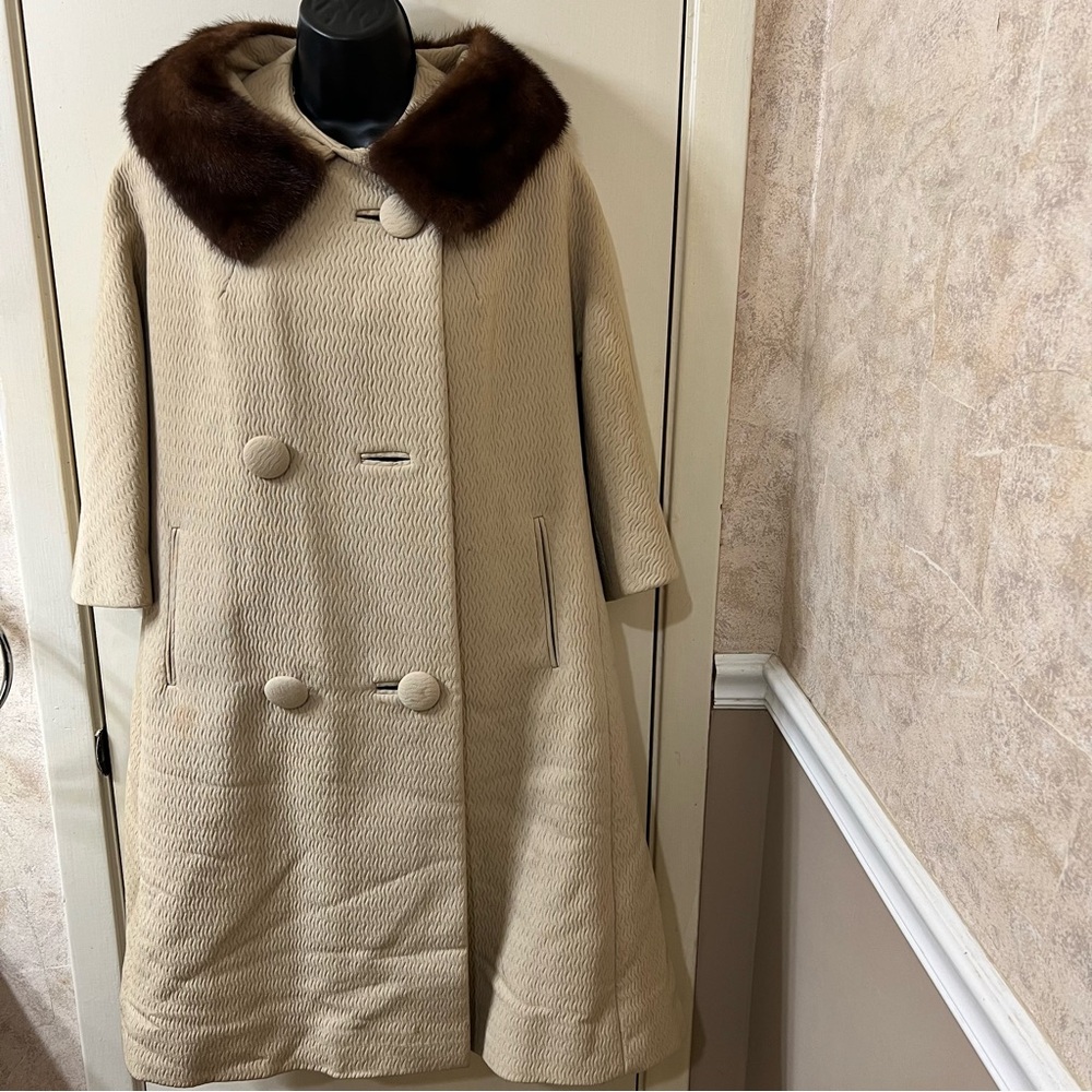 Vintage Forstmann Woman's Fur Collar Wool Coat Sz 10